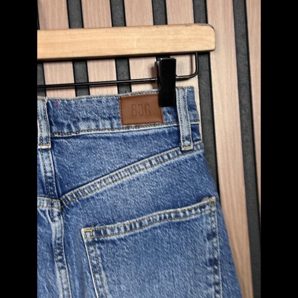 BDG Urban Outfitters Jeans 24 Womens Blue Stretch High Rise Flare Frayed Denim - Picture 7 of 10